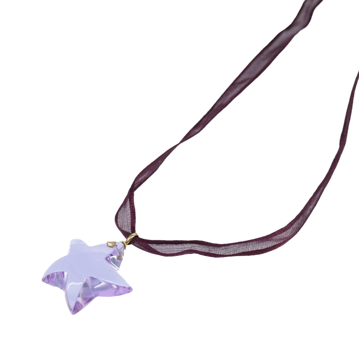 Baccarat Star Necklace Crystal glass Purple Auth am7119