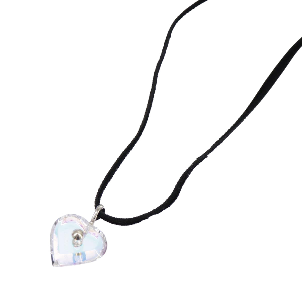 Baccarat Heart Necklace Crystal glass Blue Auth am7120