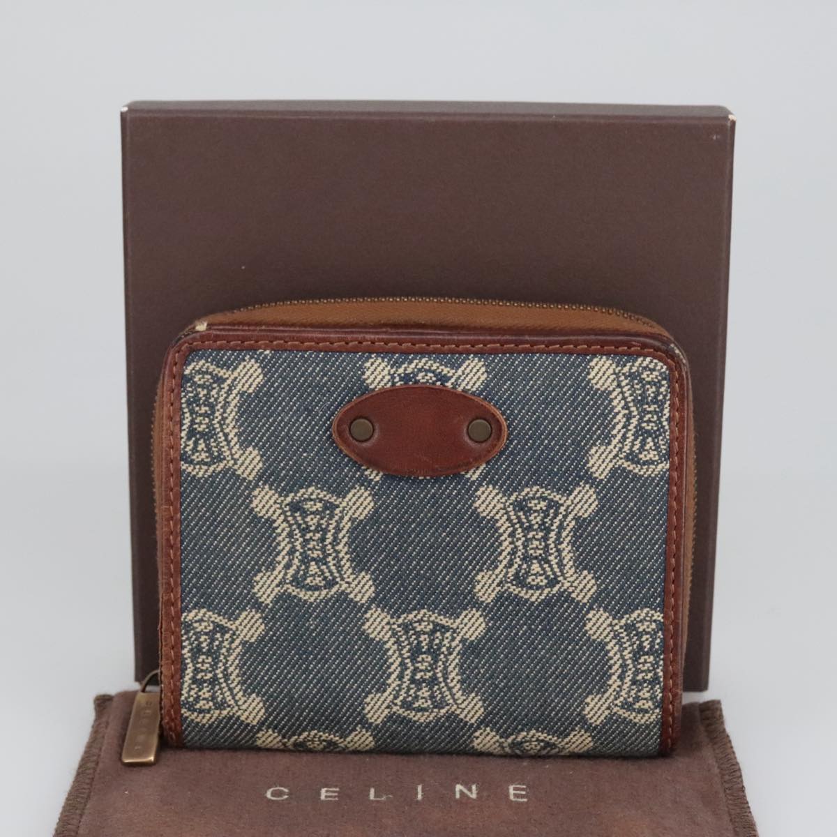 CELINE Paris Macadam Canvas Wallet Blue Auth am7137