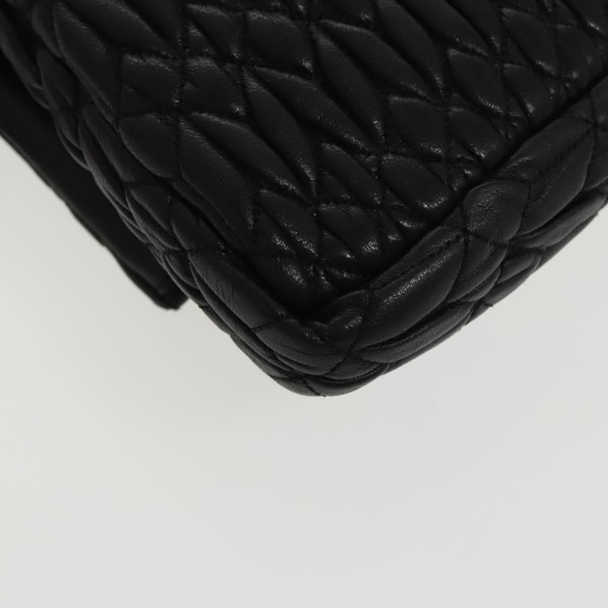 Miu Miu Matelasse Bijoux Shoulder Bag Leather Black Auth am7147SAV