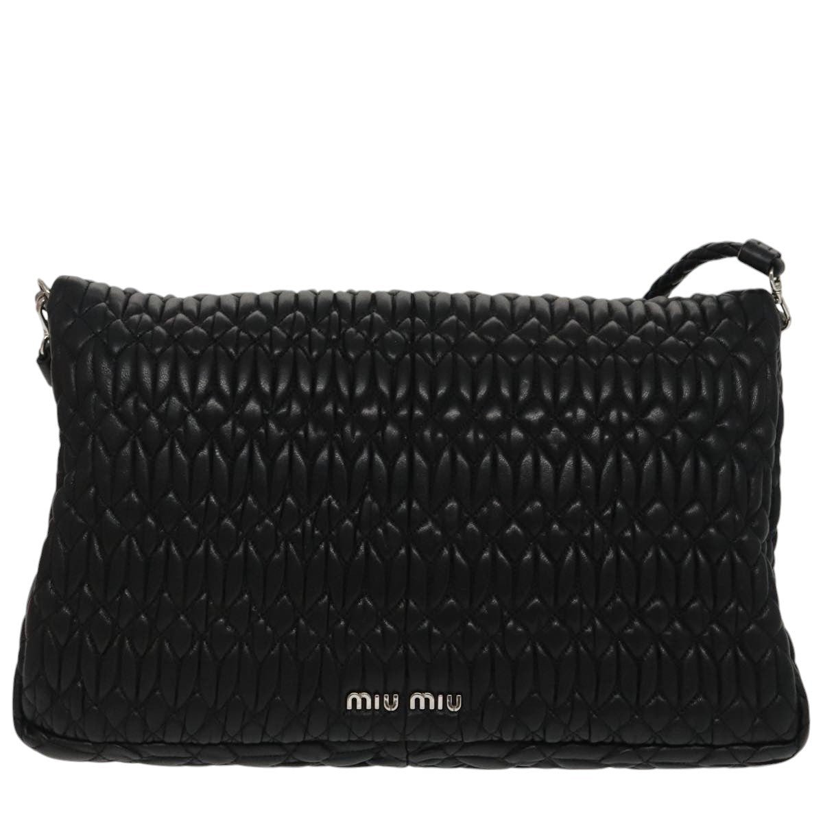 Miu Miu Matelasse Bijoux Shoulder Bag Leather Black Auth am7147SAV