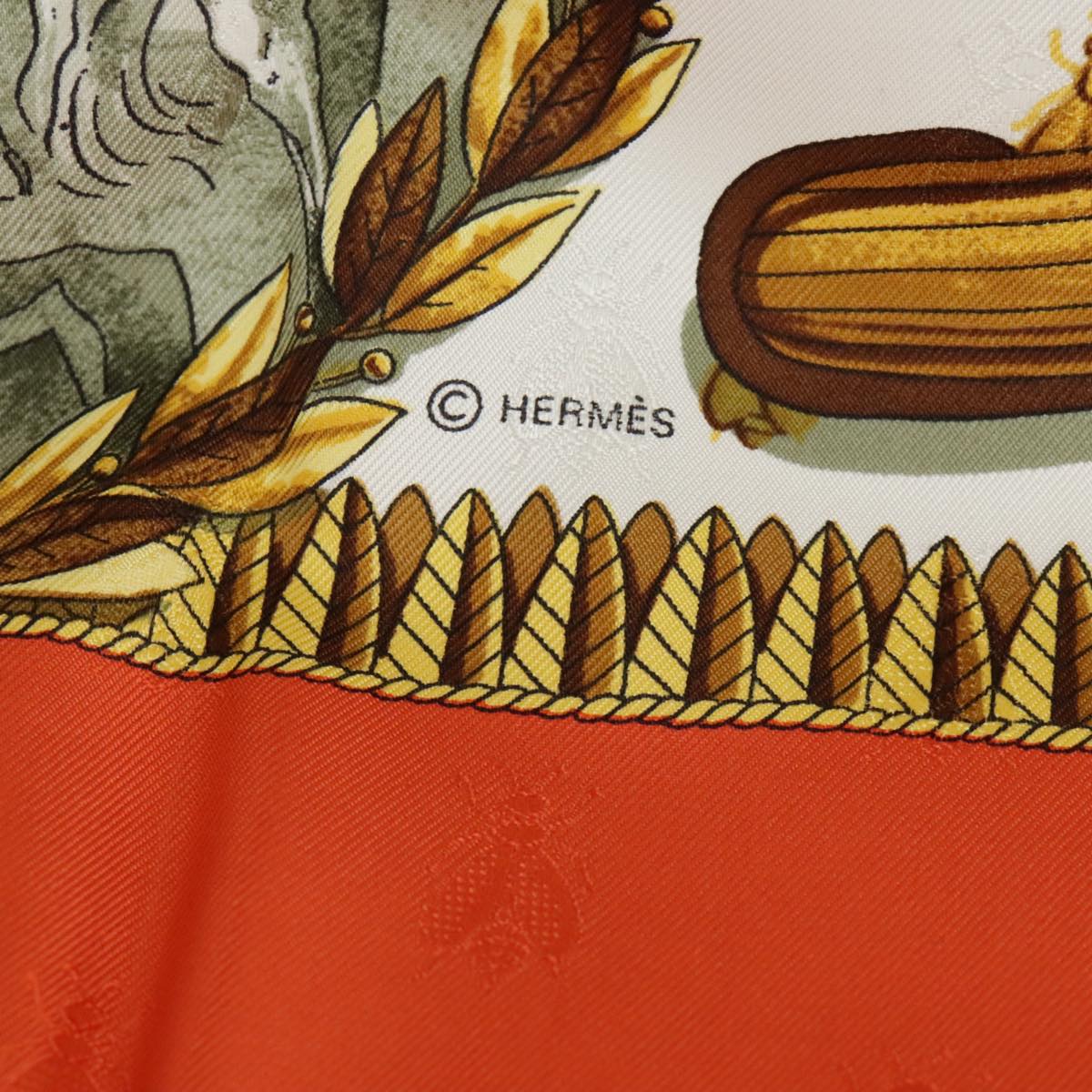 HERMES Carre 90 Scarf ""NAPOLEON"" Silk Orange Auth am7152