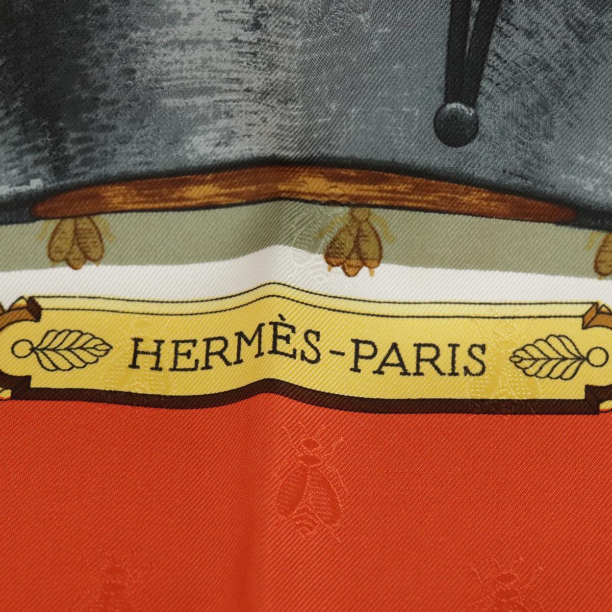 HERMES Carre 90 Scarf ""NAPOLEON"" Silk Orange Auth am7152