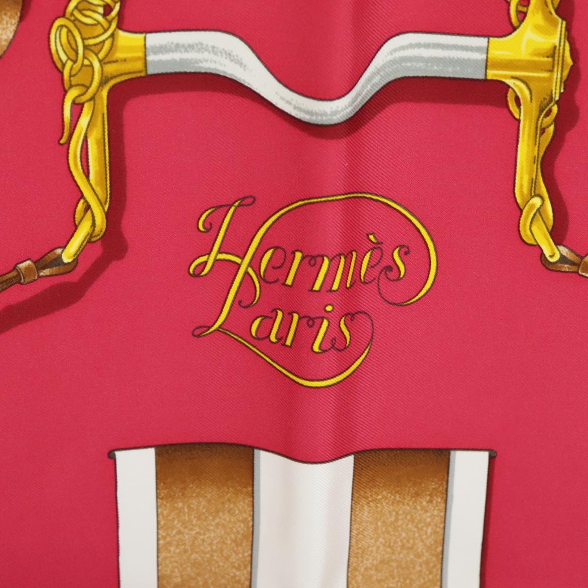 HERMES Carre 90 Scarf ""Grand Manege"" Silk Red Blue Auth am7162