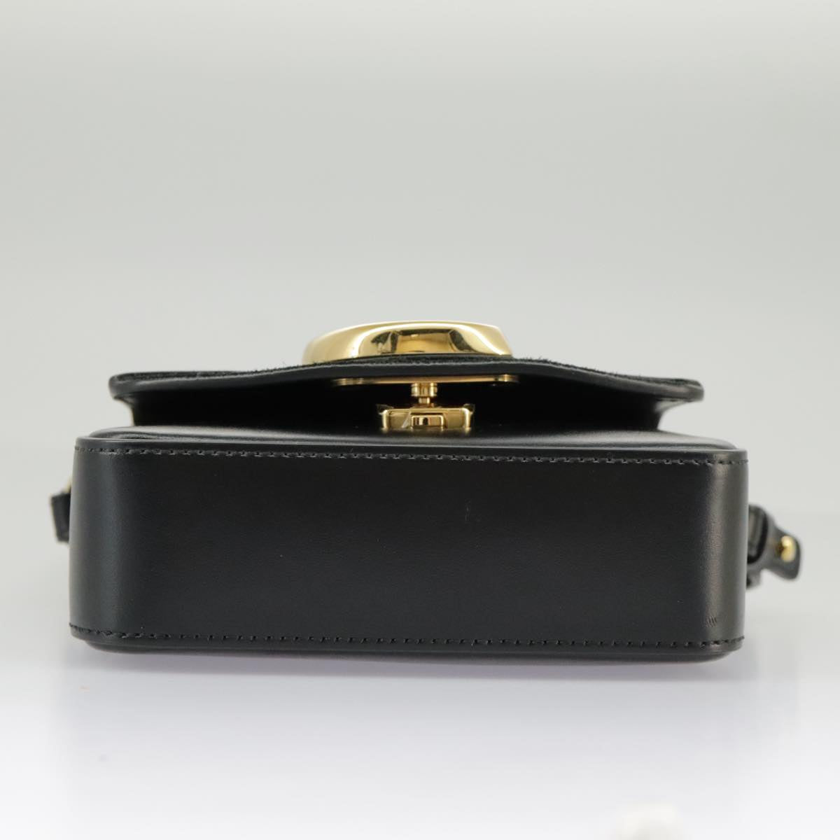 Chloe Mini Hand Bag Leather 2way Black Gold Auth am7172V