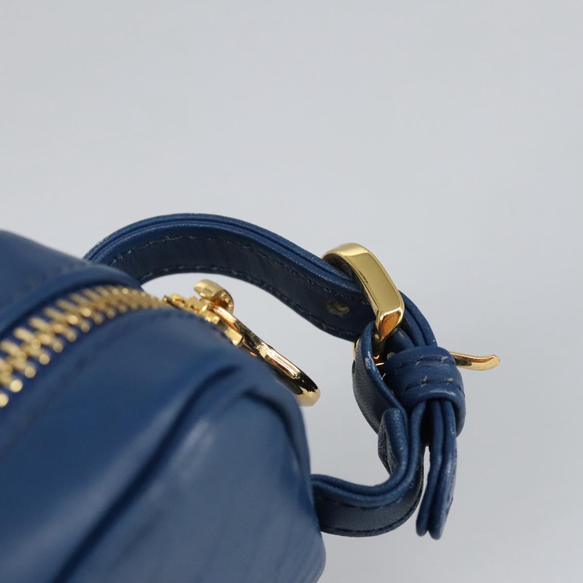 Gianni Versace Pouch Leather Gold Blue Auth am7192