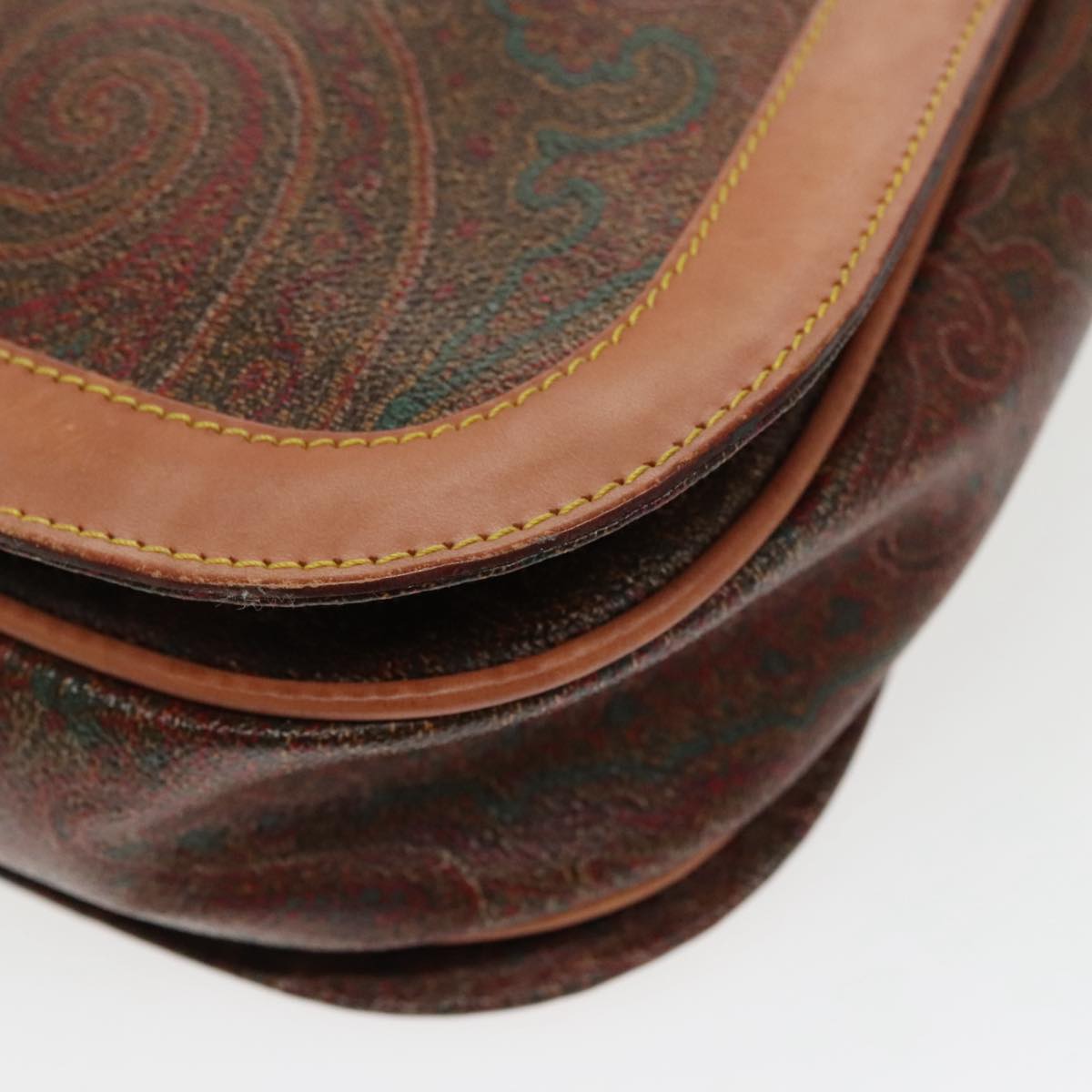 ETRO Paisley Hand Bag PVC Leather Brown Auth am7198