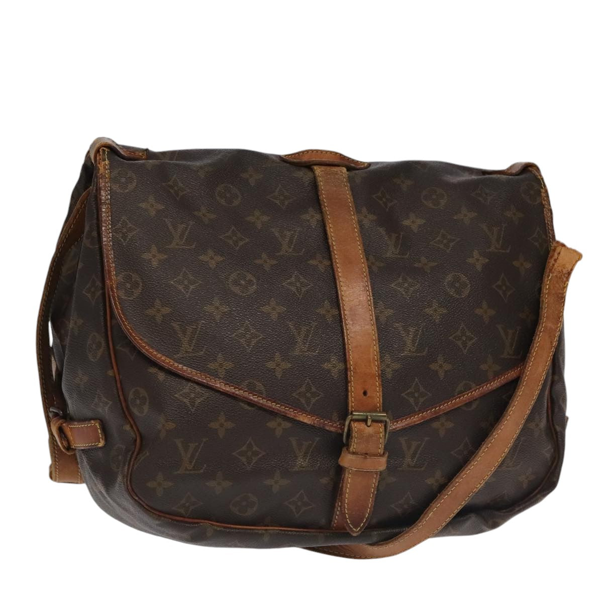LOUIS VUITTON Monogram Saumur 35 Shoulder Bag M42254 LV Auth am7208