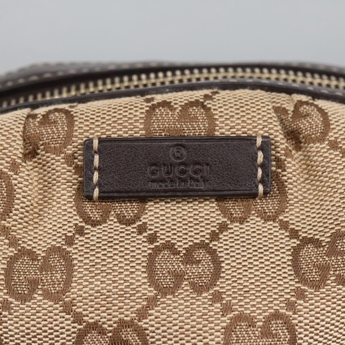 GUCCI Bamboo GG Canvas Pouch Beige 246175 Auth am7217