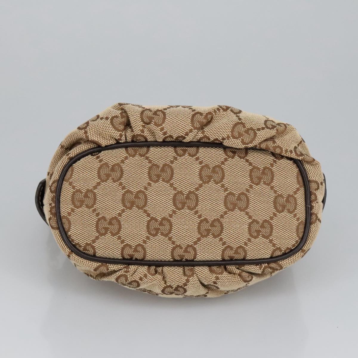 GUCCI Bamboo GG Canvas Pouch Beige 246175 Auth am7217