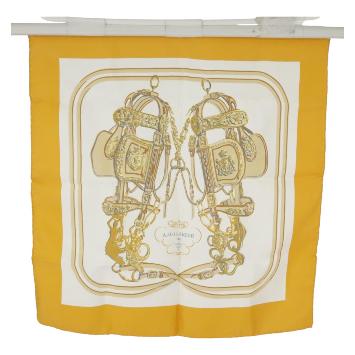 HERMES Carre 40 Scarf ""BRIDES de GALA"" Silk Yellow Auth am7241