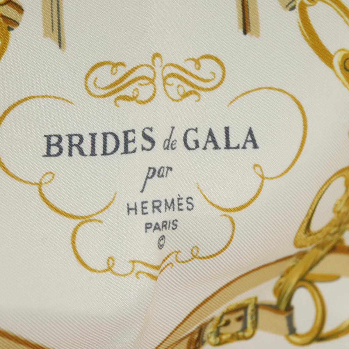 HERMES Carre 40 Scarf ""BRIDES de GALA"" Silk Yellow Auth am7241