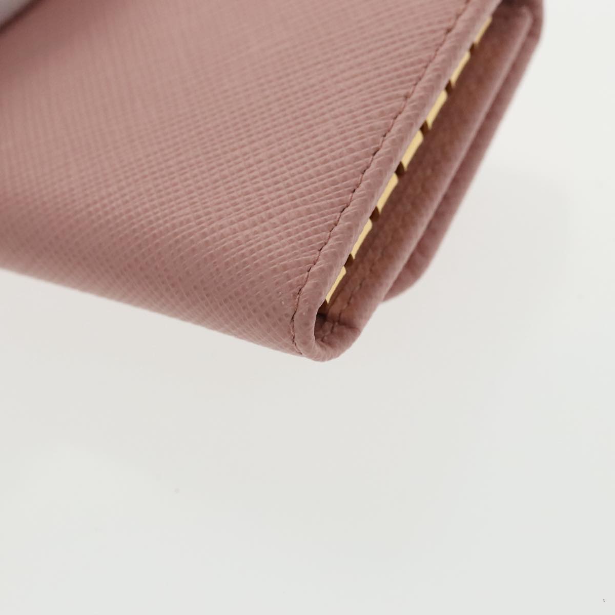 PRADA Key Case Safiano leather Pink Auth am7245