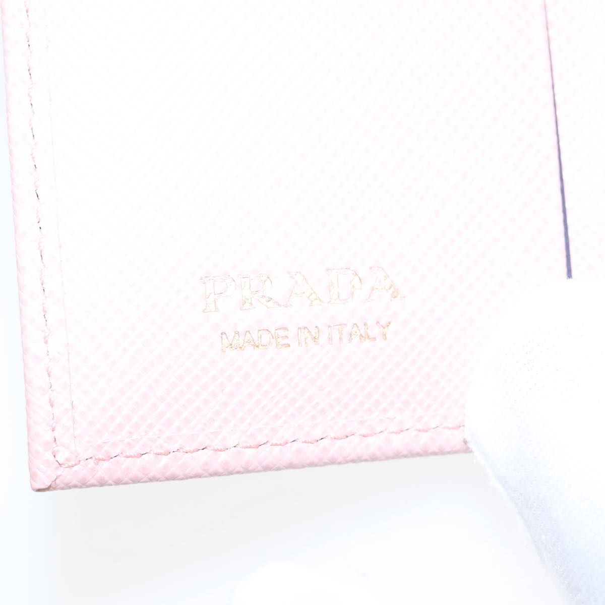 PRADA Key Case Safiano leather Pink Auth am7245