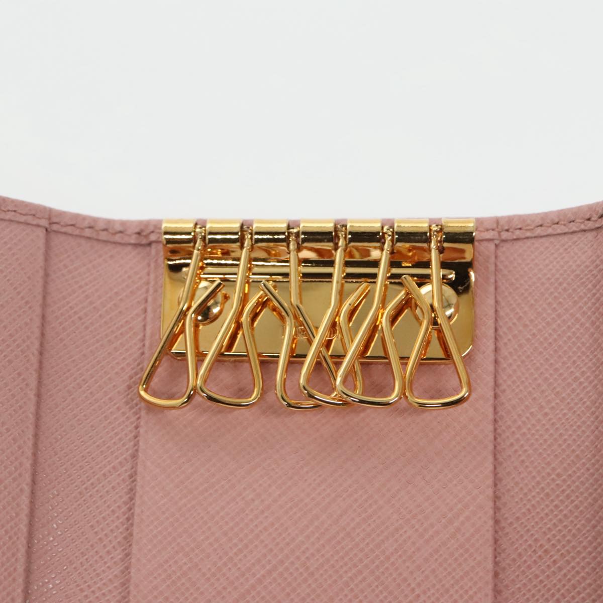 PRADA Key Case Safiano leather Pink Auth am7245