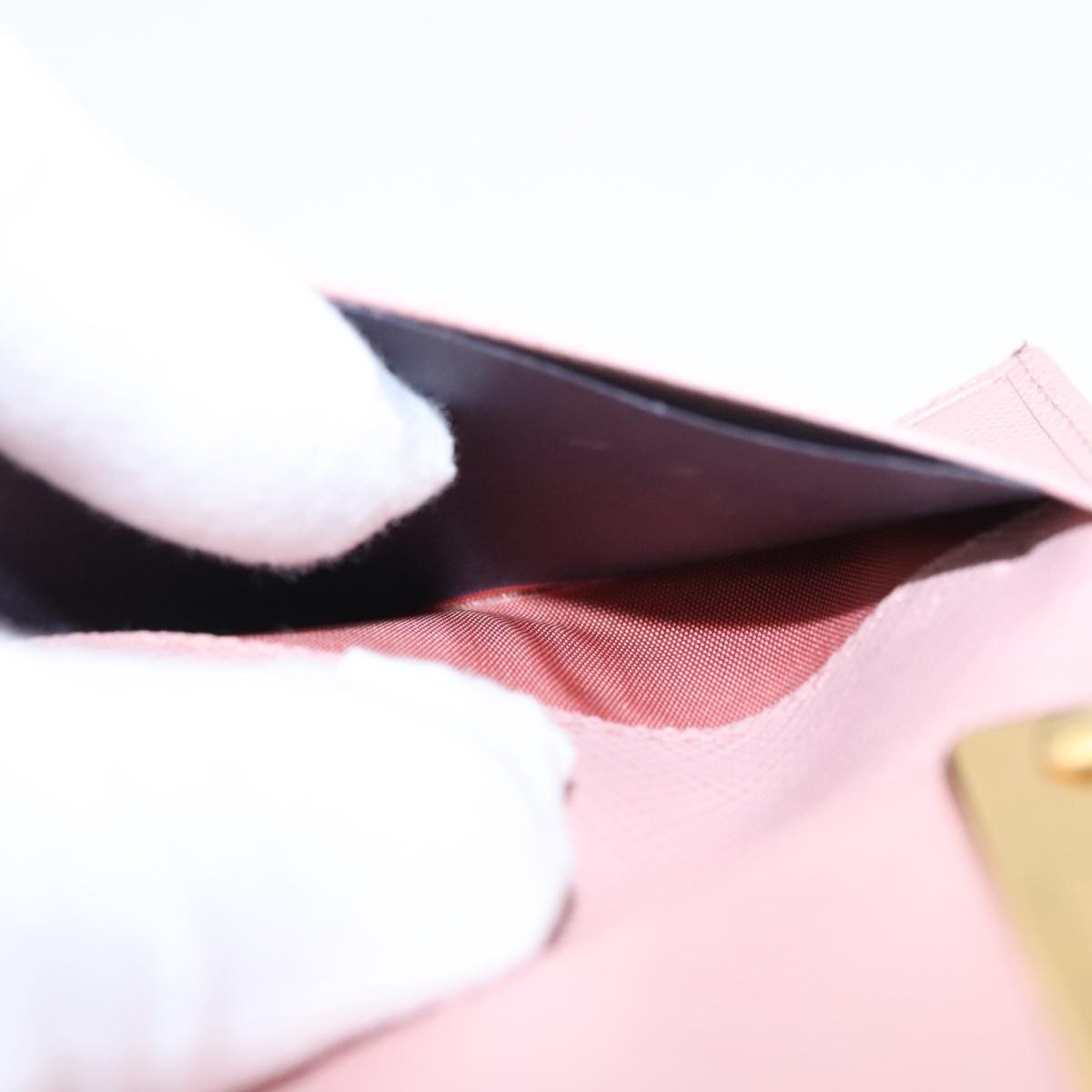 PRADA Key Case Safiano leather Pink Auth am7245