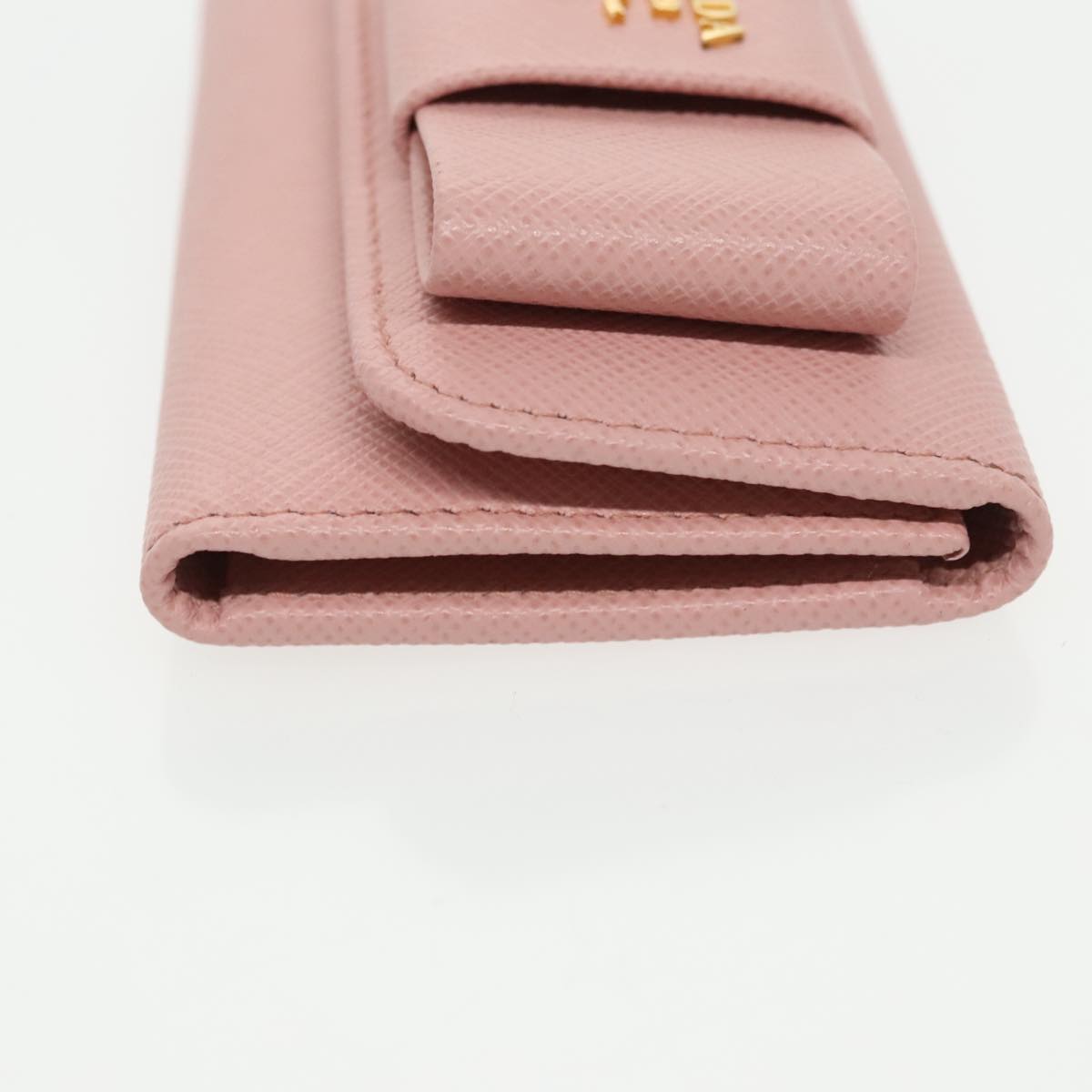 PRADA Key Case Safiano leather Pink Auth am7245