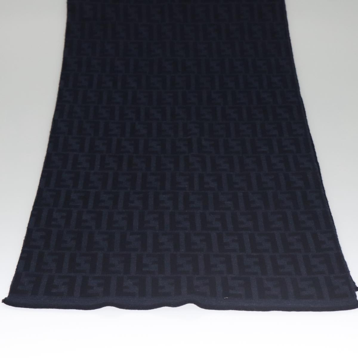 FENDI Zucca Canvas Scarf Wool Beige Auth am7263