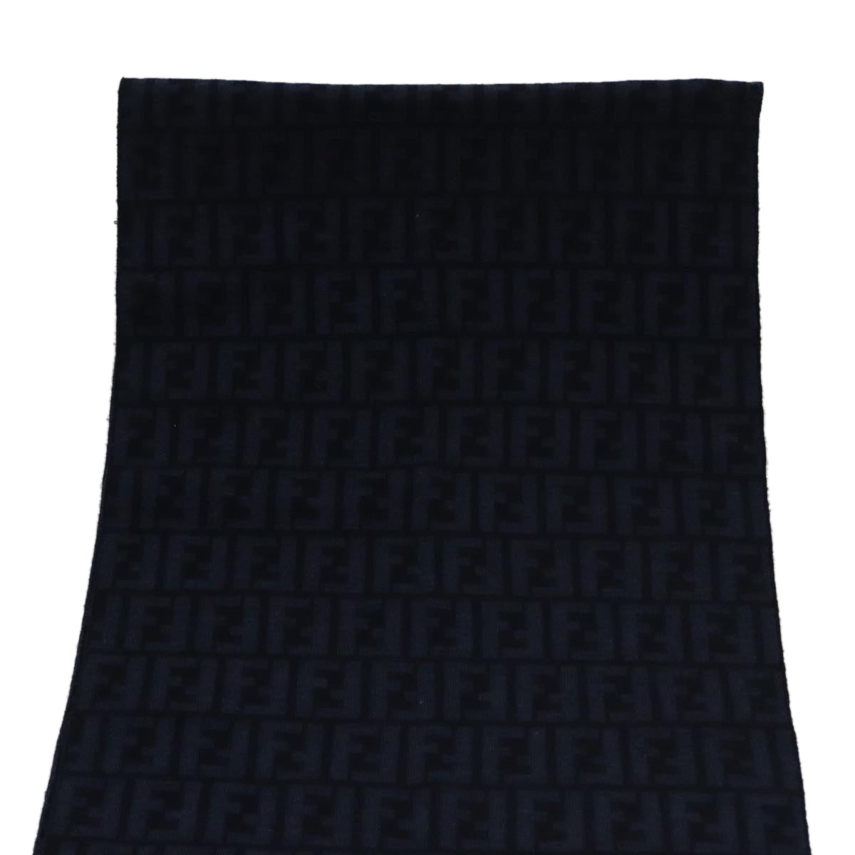 FENDI Zucca Canvas Scarf Wool Beige Auth am7263