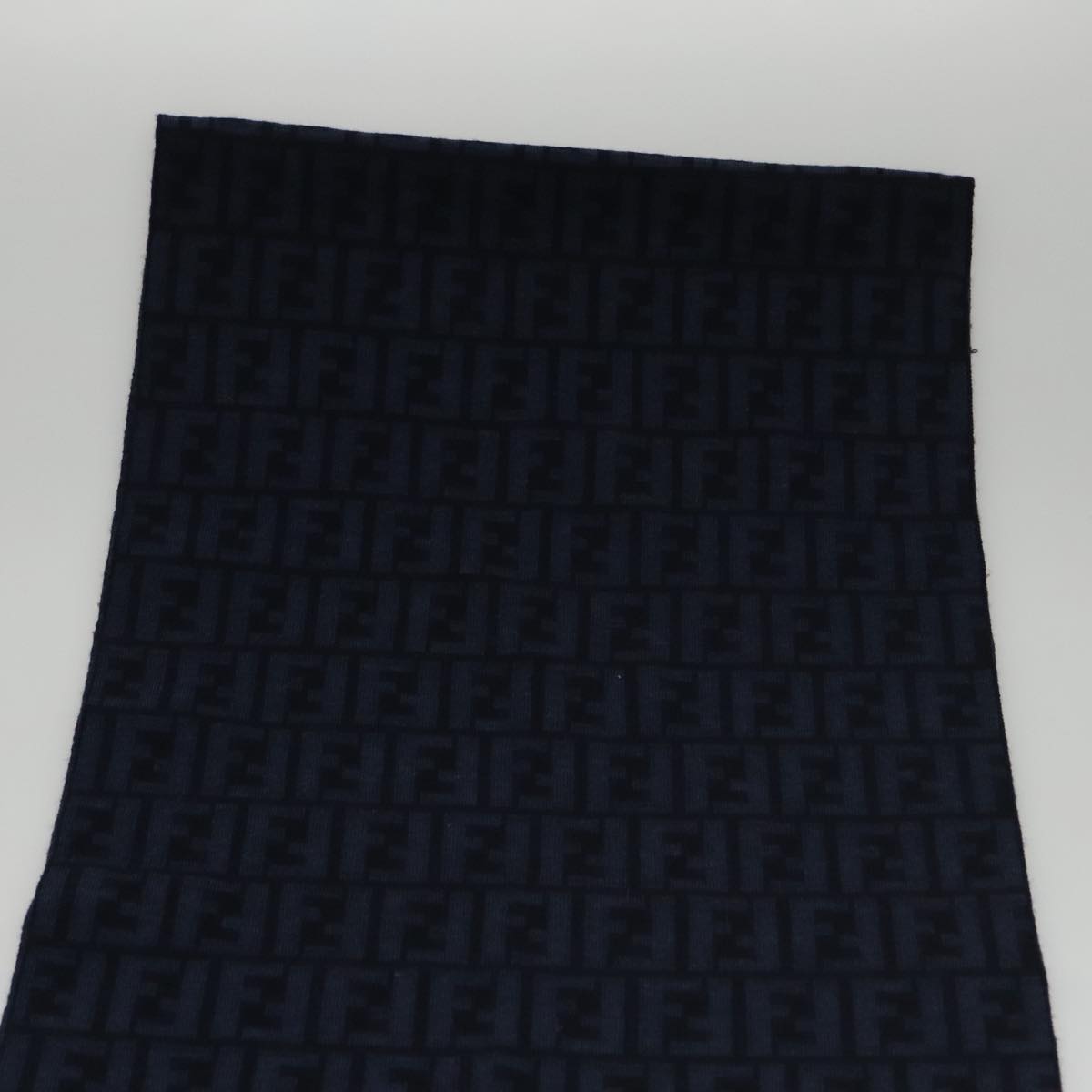 FENDI Zucca Canvas Scarf Wool Beige Auth am7263