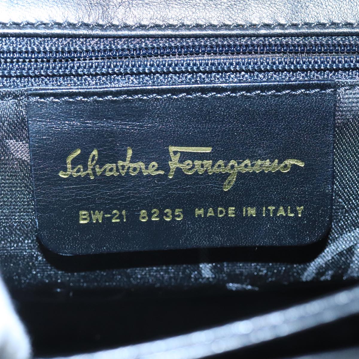 Salvatore Ferragamo Shoulder Bag Leather Black Gold Auth am7272