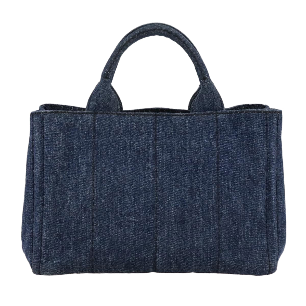 PRADA Canapa PM Hand Bag Denim Blue Gold Auth am7316V