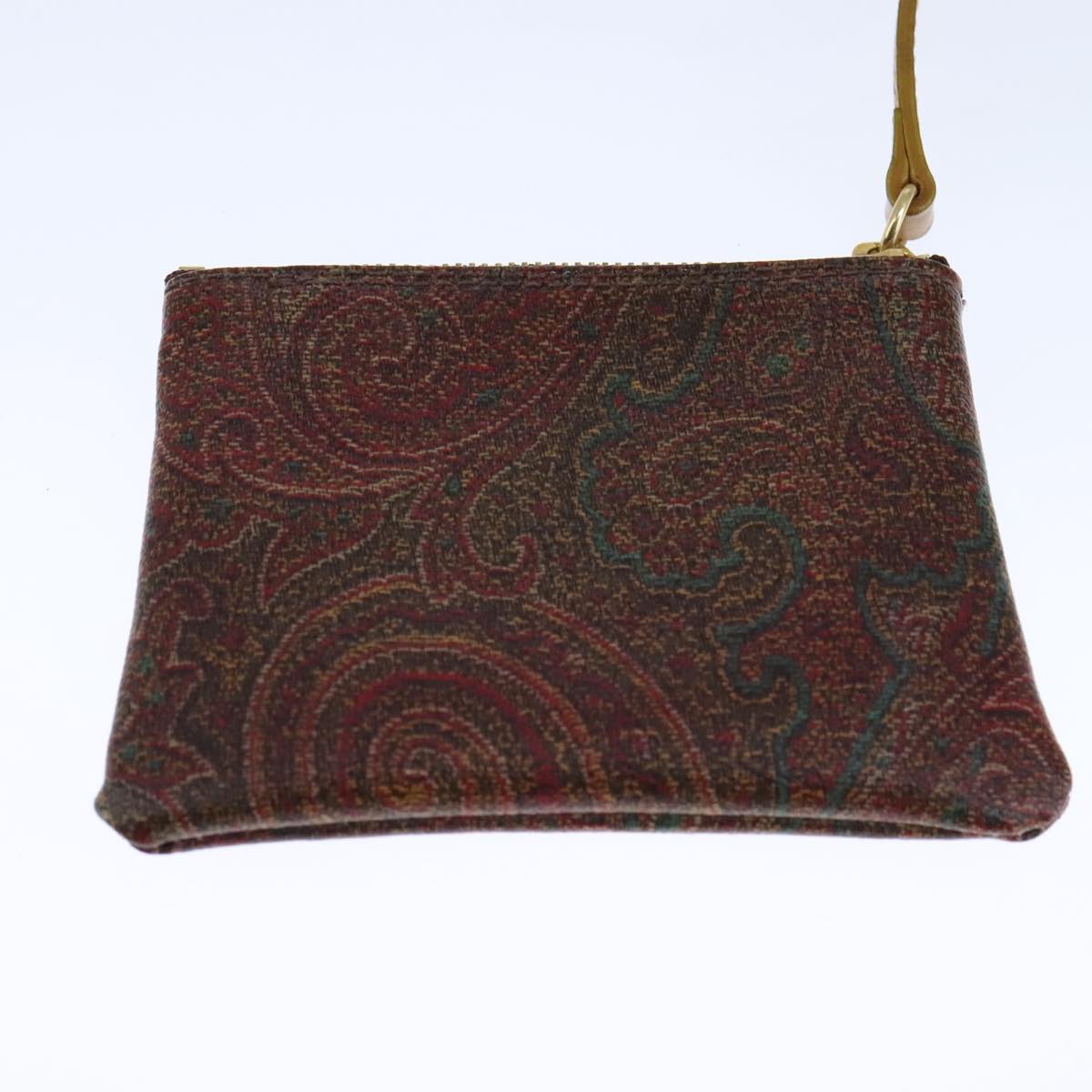 ETRO Paisley Shoulder Bag PVC Leather Brown Gold Auth am7332