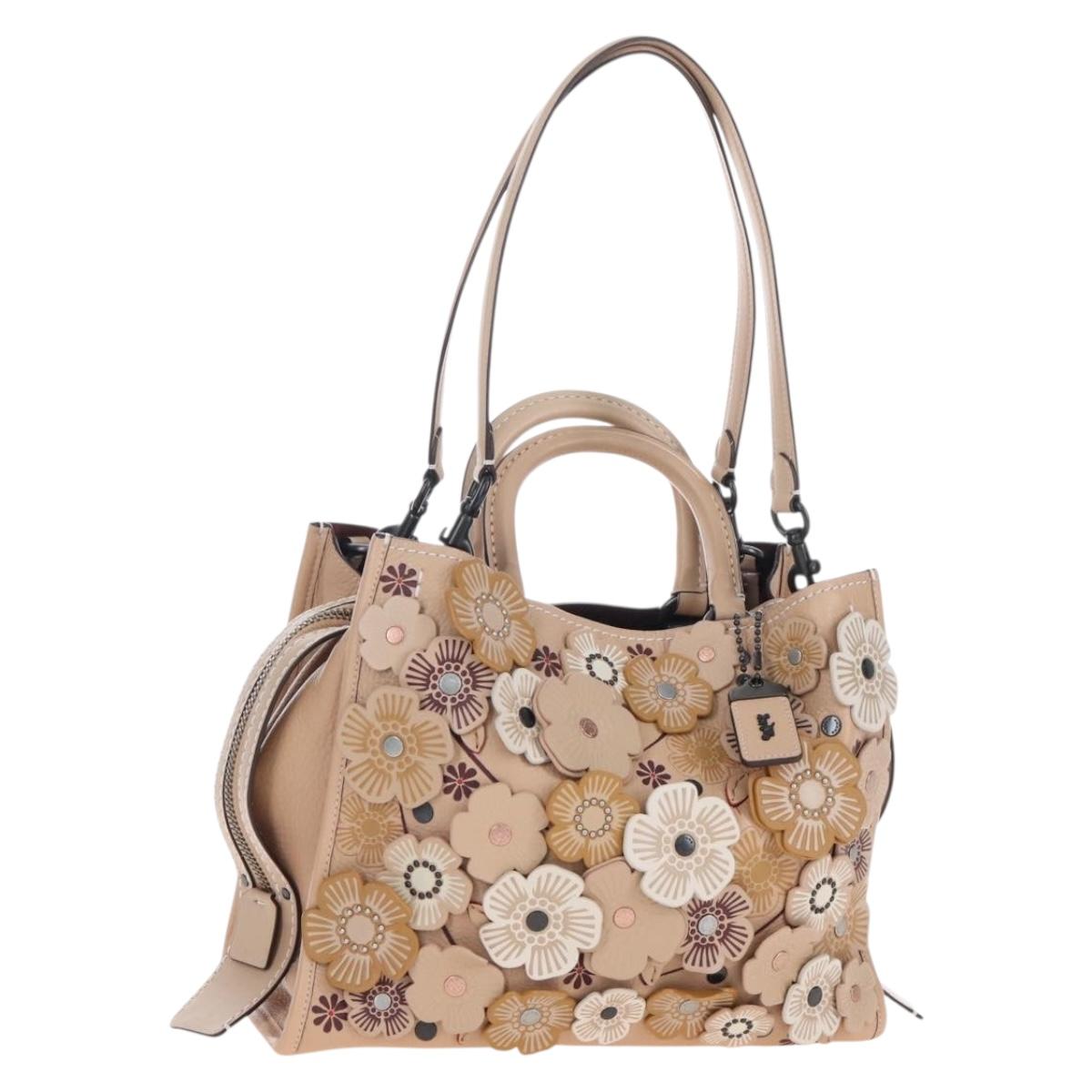 Coach Rogue 31 Hand Bag Leather Beige Auth am7357V