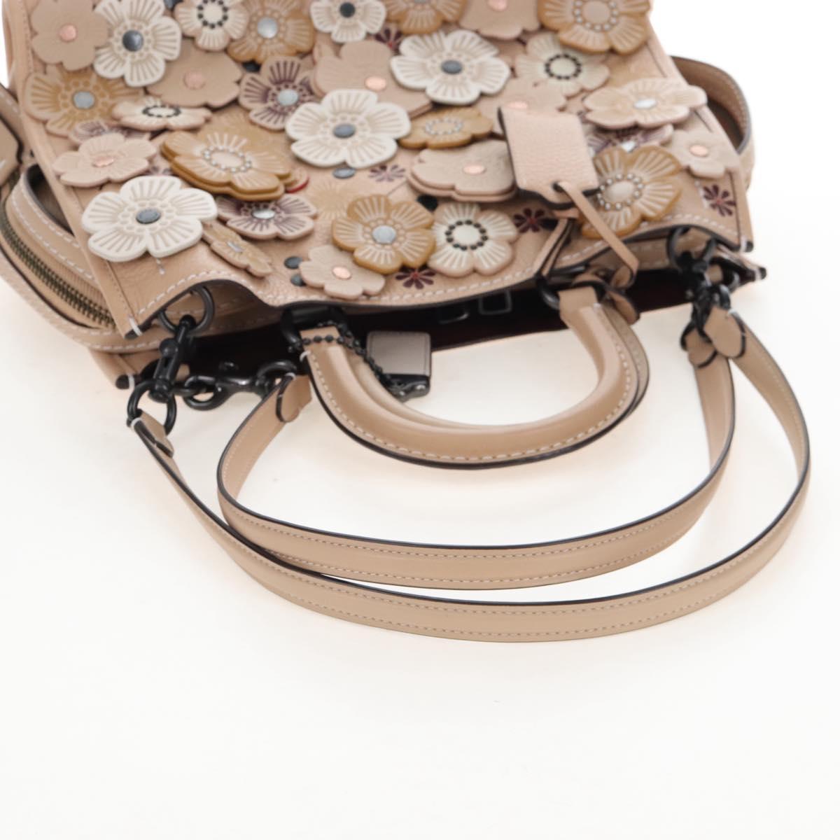 Coach Rogue 31 Hand Bag Leather Beige Auth am7357V