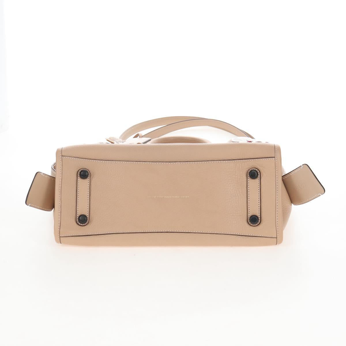 Coach Rogue 31 Hand Bag Leather Beige Auth am7357V