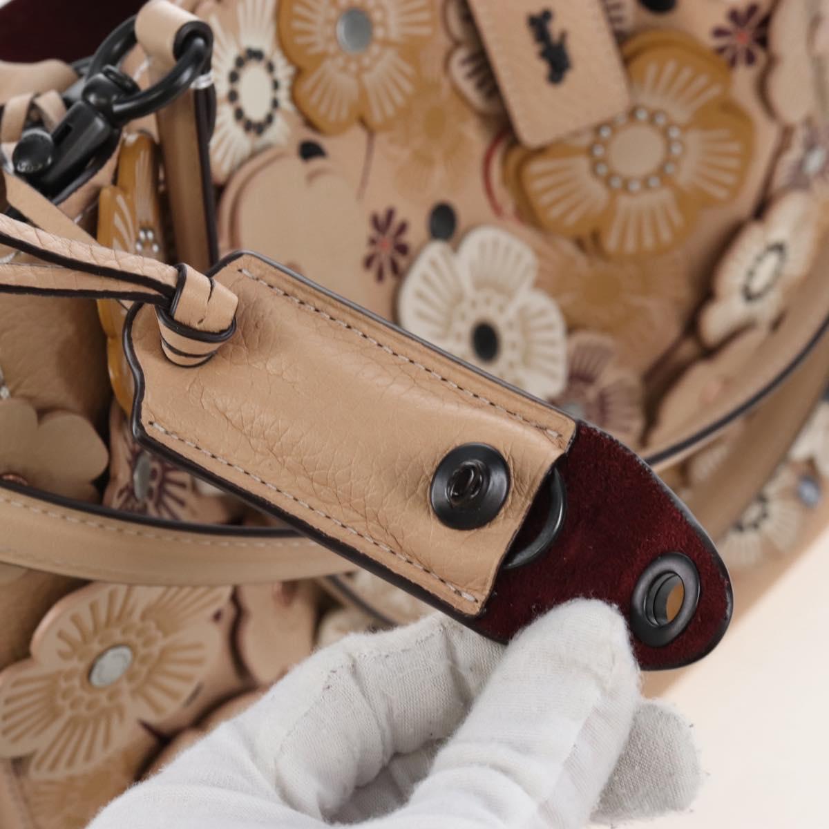 Coach Rogue 31 Hand Bag Leather Beige Auth am7357V