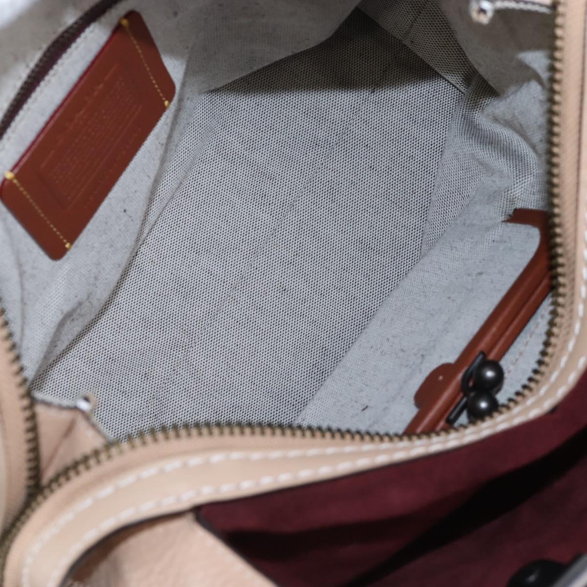 Coach Rogue 31 Hand Bag Leather Beige Auth am7357V