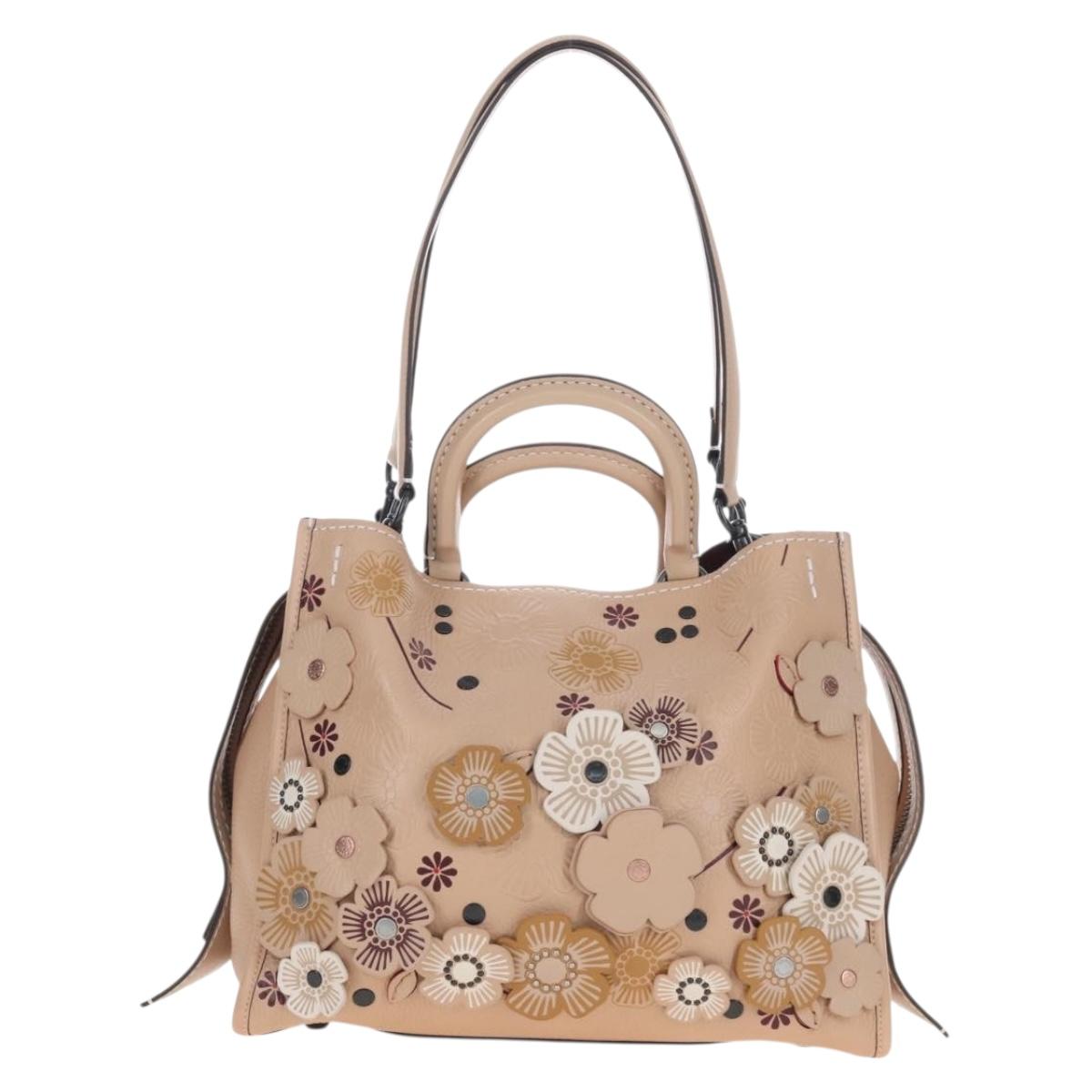 Coach Rogue 31 Hand Bag Leather Beige Auth am7357V