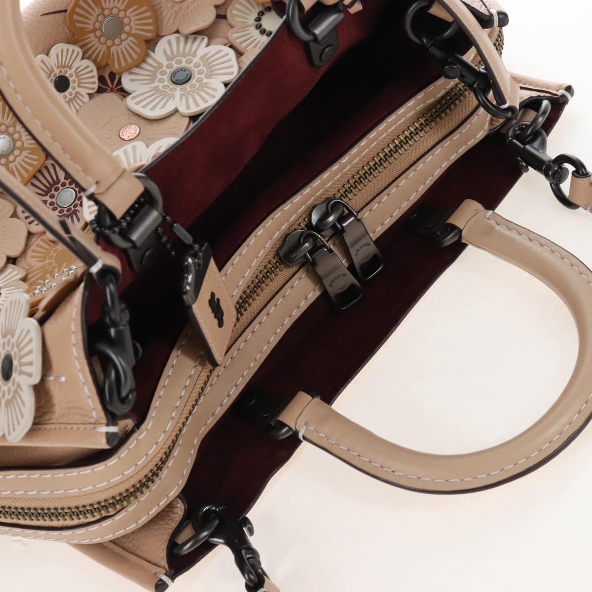 Coach Rogue 31 Hand Bag Leather Beige Auth am7357V