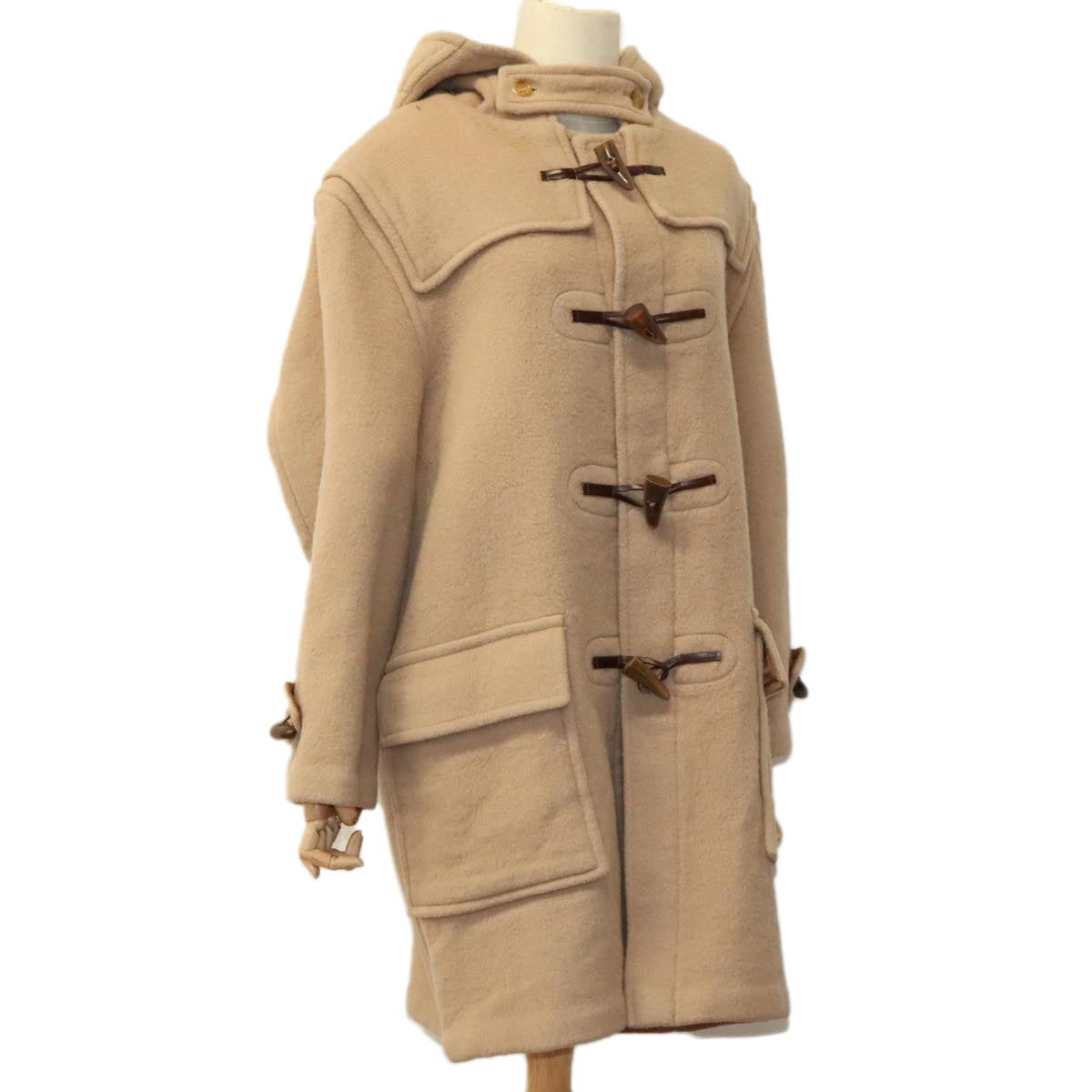 Burberrys Duffel Coat Jacket Wool Beige Auth am7382