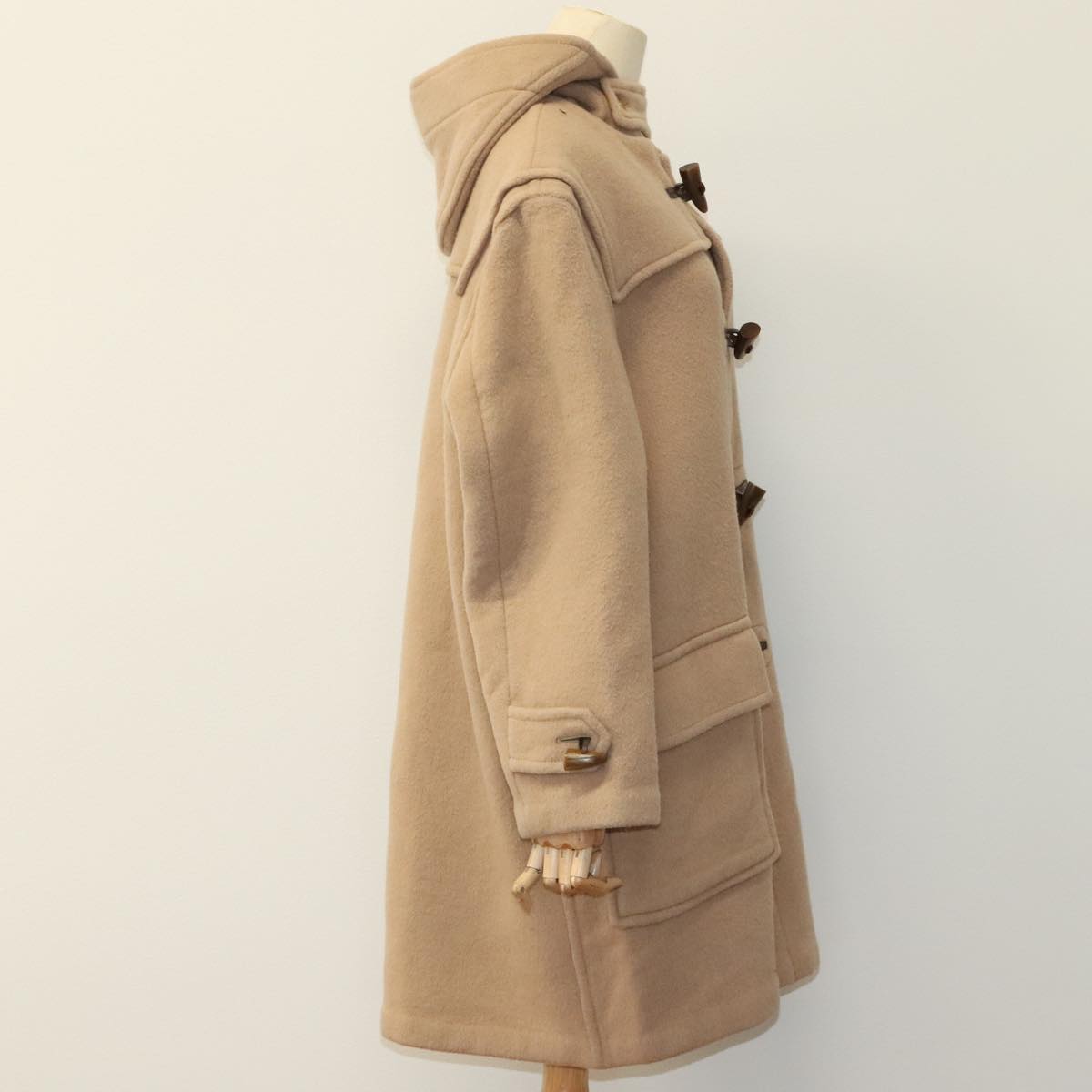 Burberrys Duffel Coat Jacket Wool Beige Auth am7382