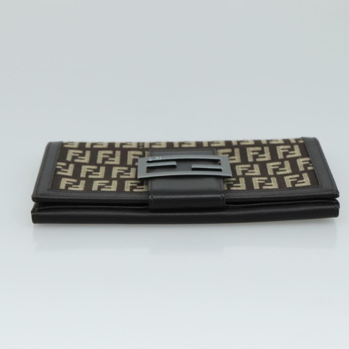 FENDI Zucchino Canvas Wallet Brown Auth am7414V
