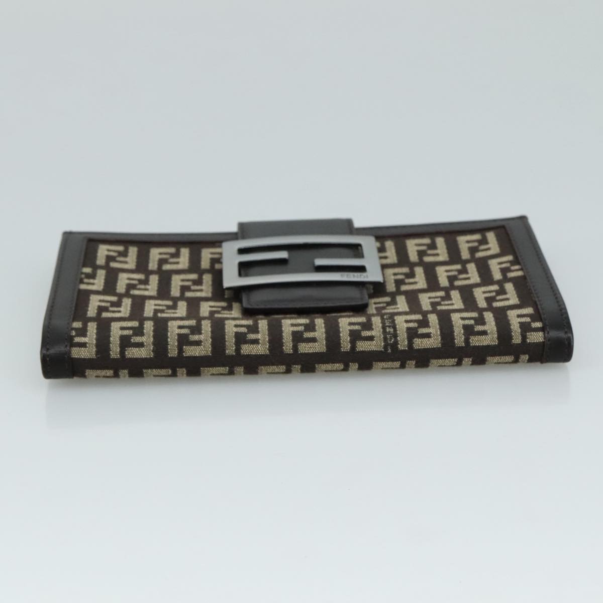 FENDI Zucchino Canvas Wallet Brown Auth am7414V