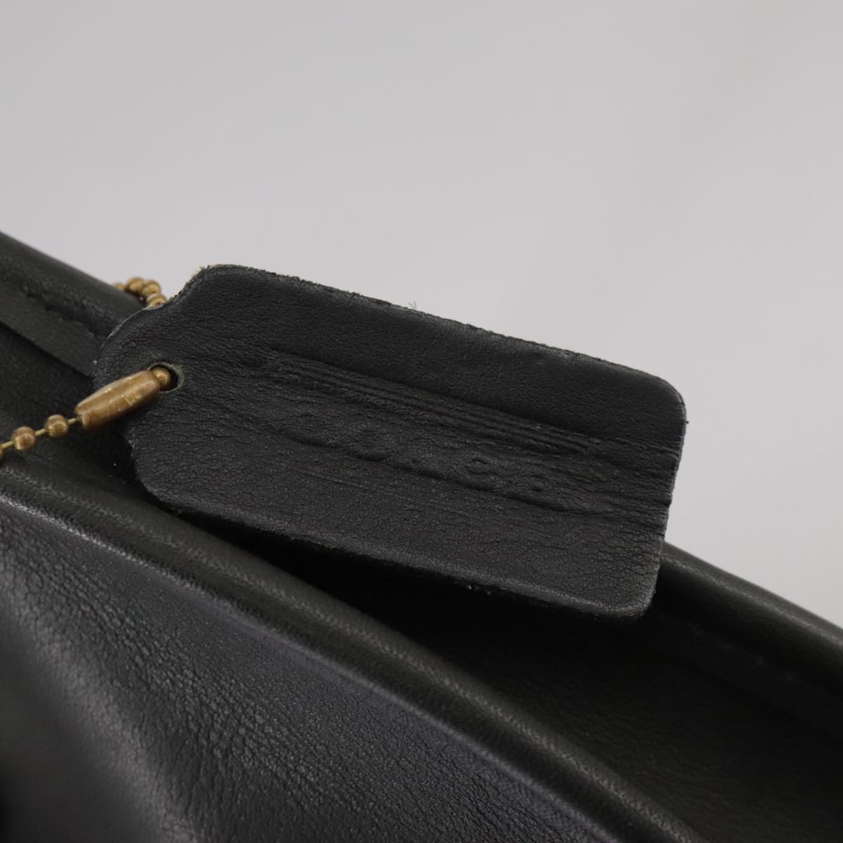 Coach Hand Bag Leather Black Gold Auth am7459