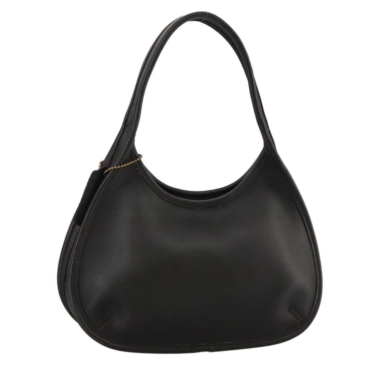 Coach Hand Bag Leather Black Gold Auth am7459