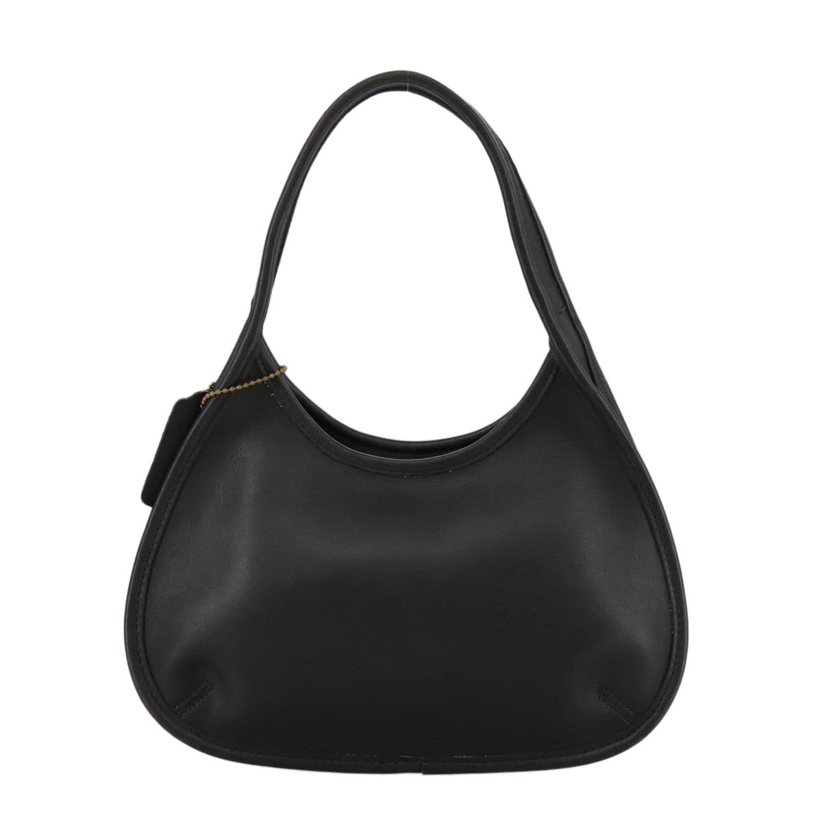 Coach Hand Bag Leather Black Gold Auth am7459