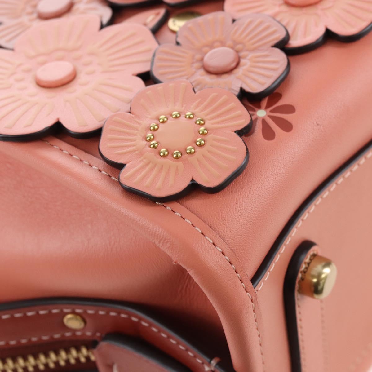 Coach Rogue 25 Hand Bag Leather 2way Pink Gold Auth am7461V