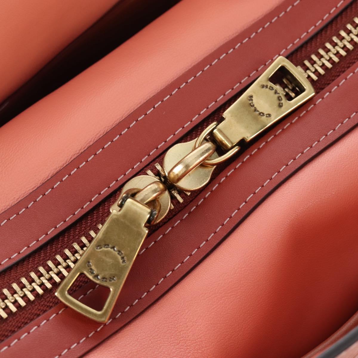 Coach Rogue 25 Hand Bag Leather 2way Pink Gold Auth am7461V