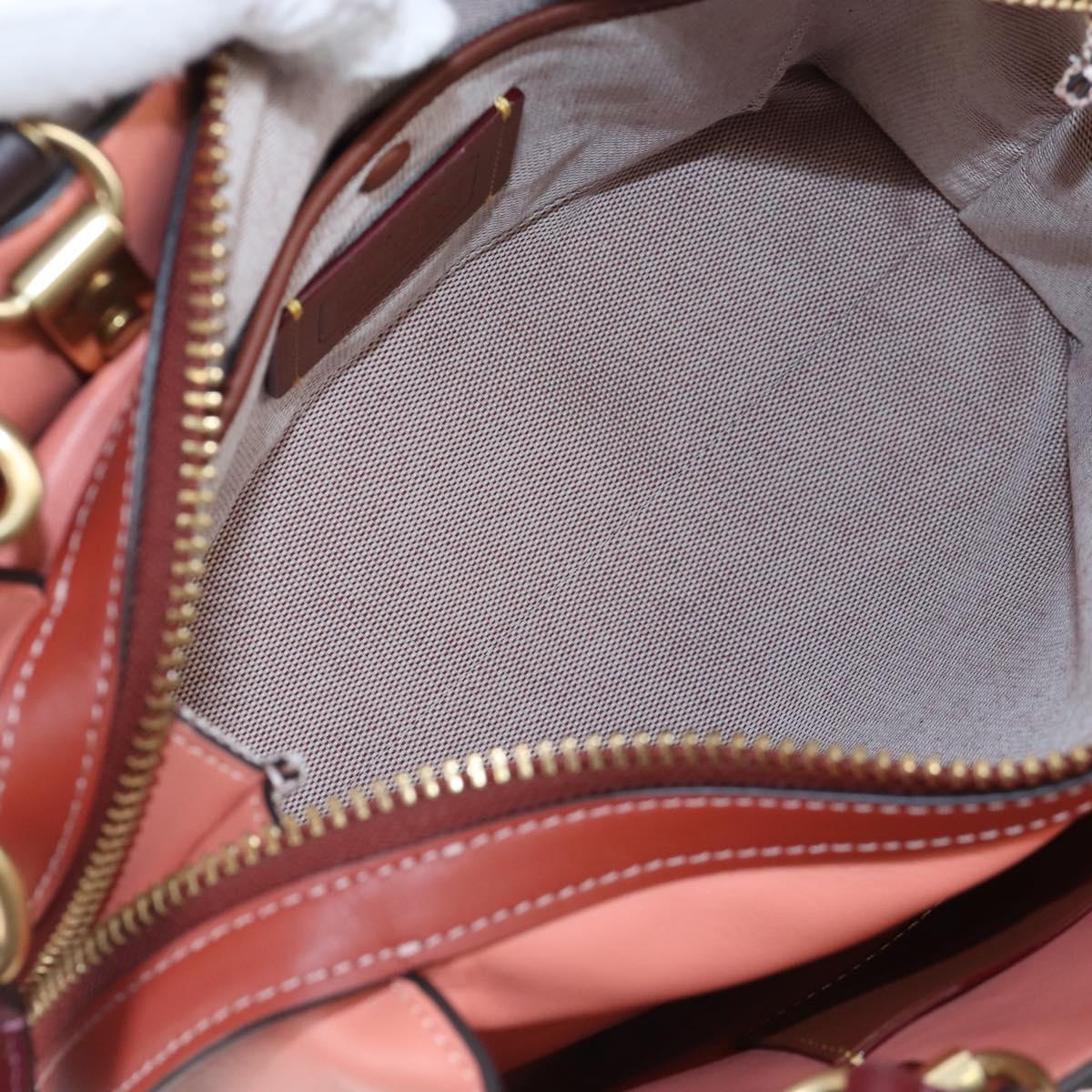 Coach Rogue 25 Hand Bag Leather 2way Pink Gold Auth am7461V