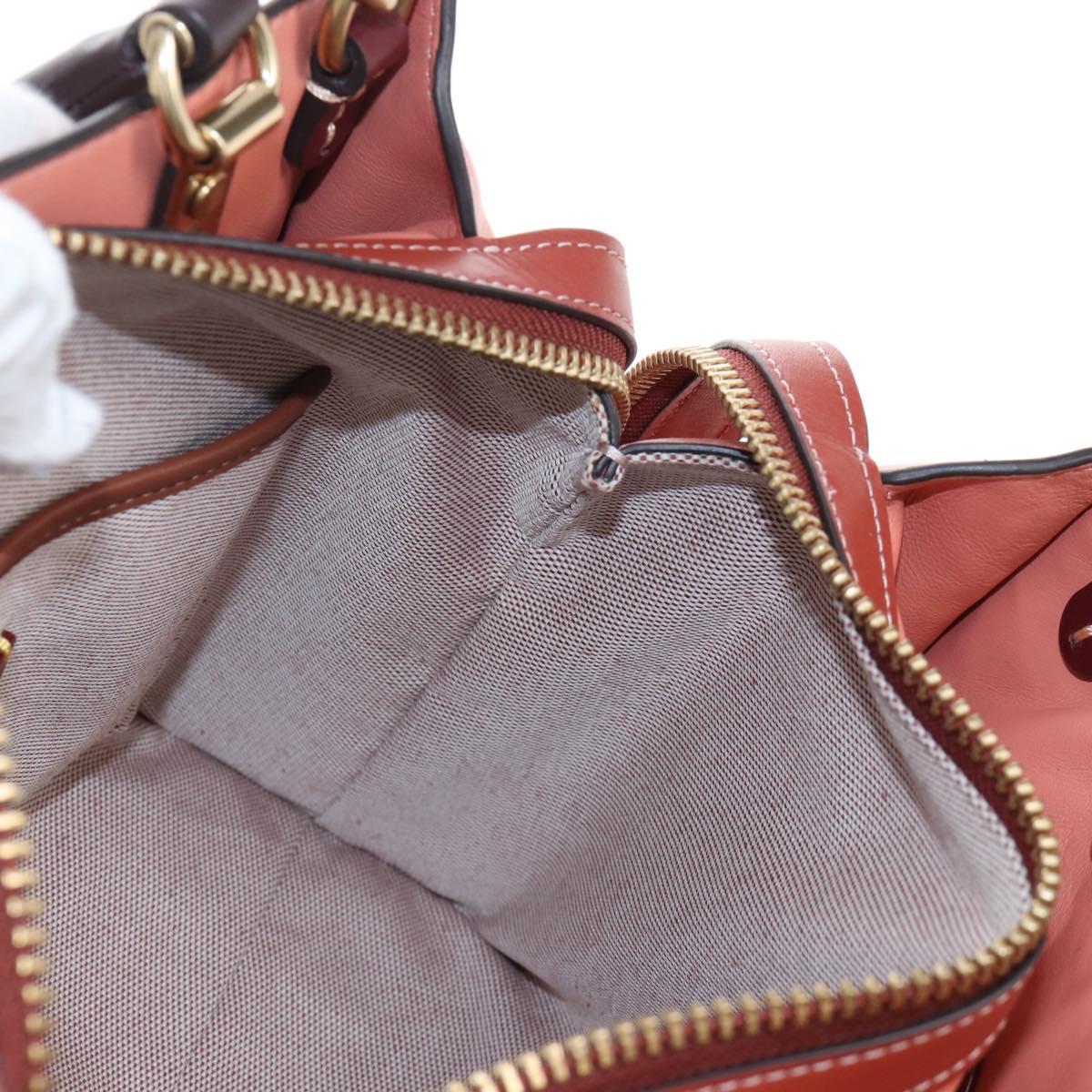 Coach Rogue 25 Hand Bag Leather 2way Pink Gold Auth am7461V