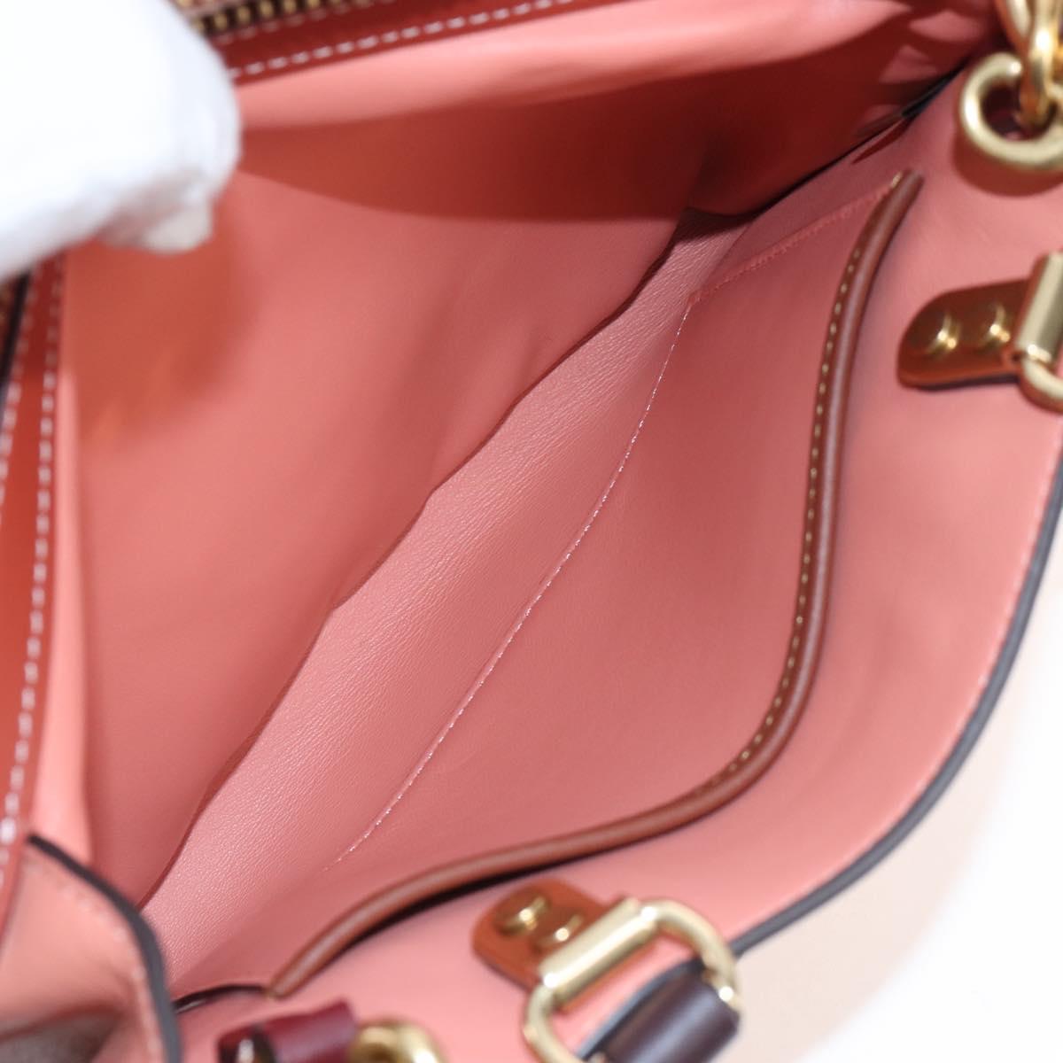 Coach Rogue 25 Hand Bag Leather 2way Pink Gold Auth am7461V
