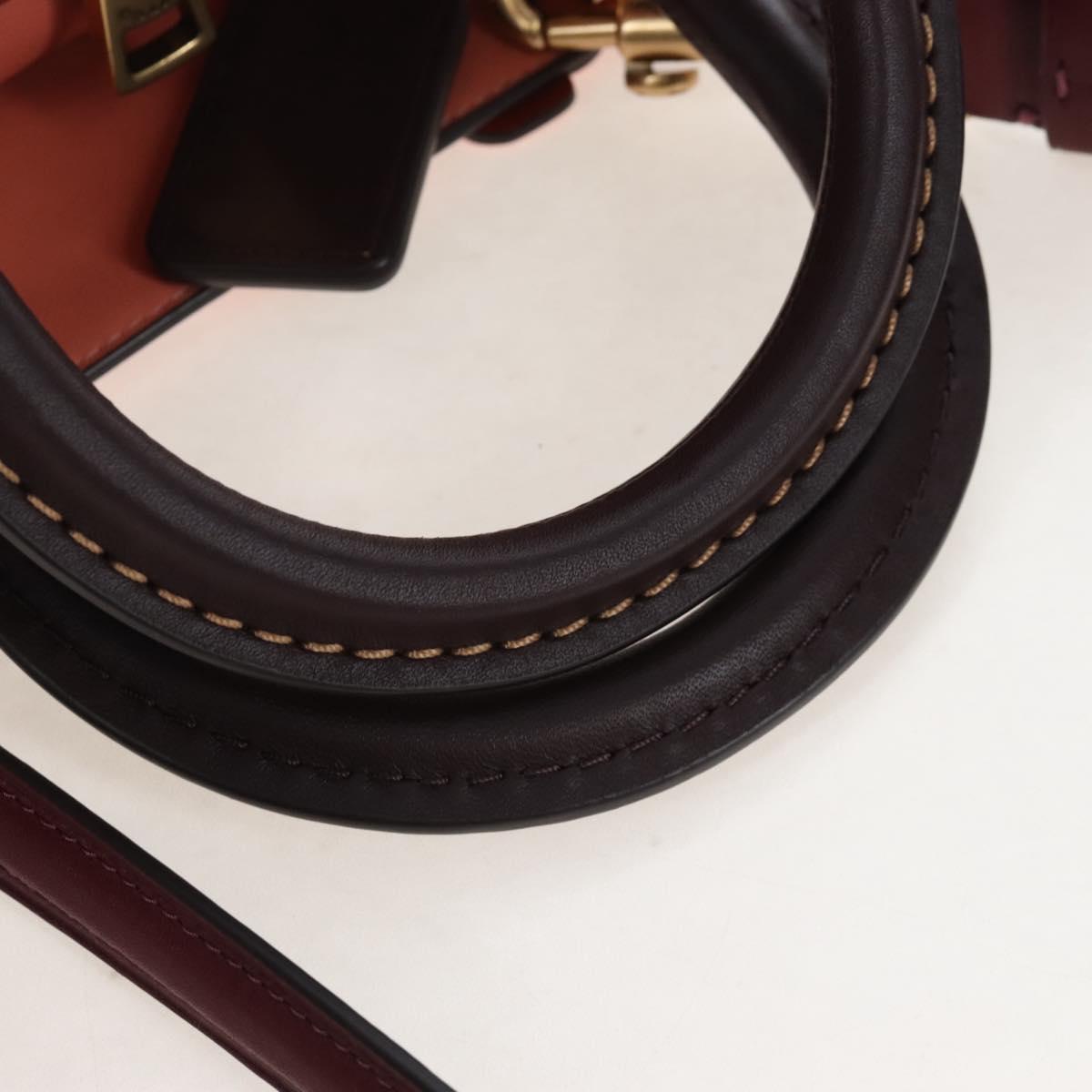 Coach Rogue 25 Hand Bag Leather 2way Pink Gold Auth am7461V
