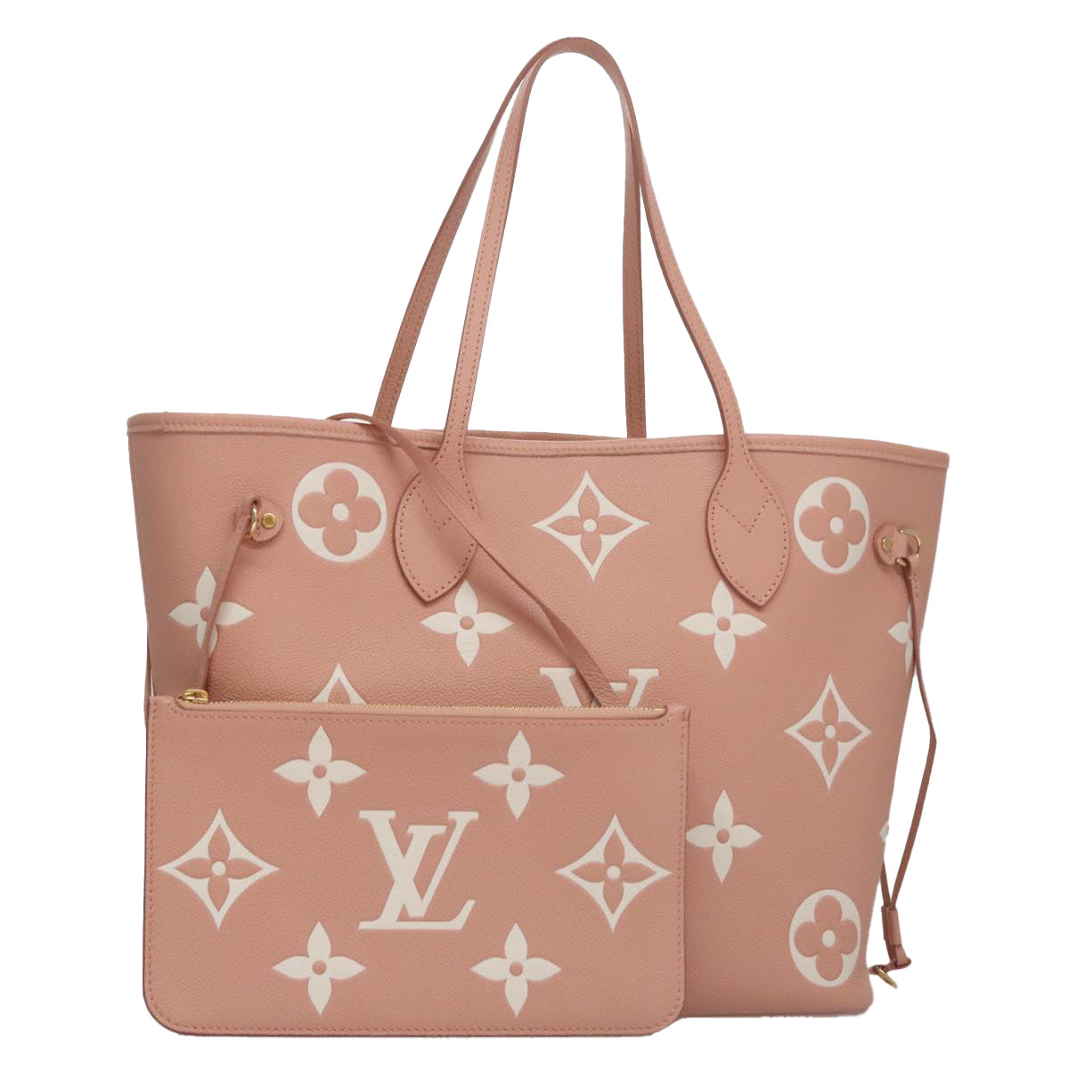 LOUIS VUITTON Monogram Empreinte Giant Neverfull MM Bag Pink M46329 Auth am7504A