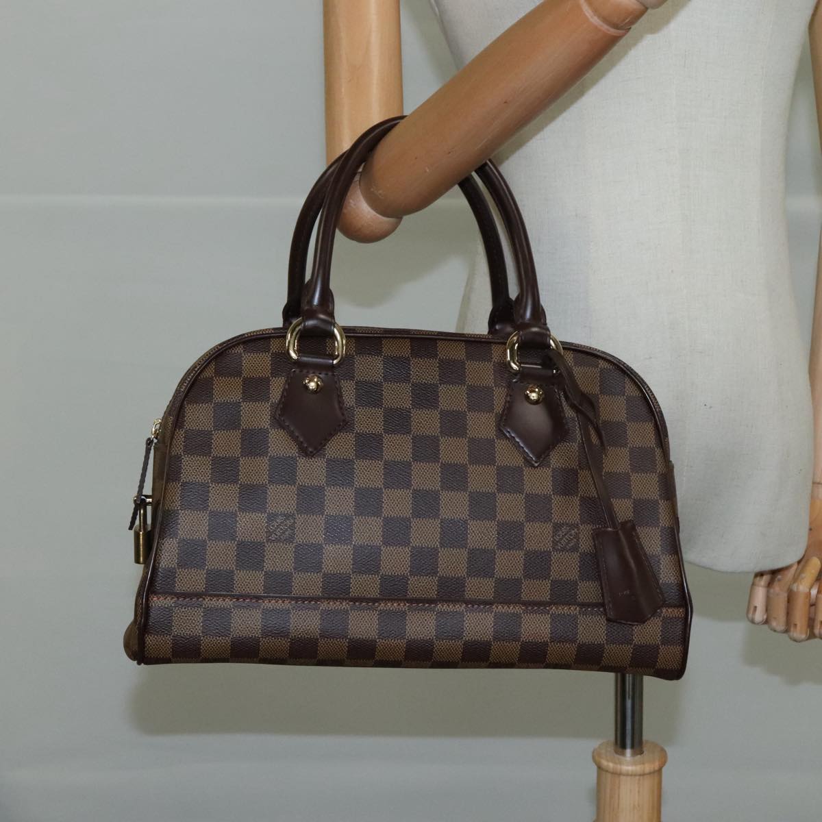 LOUIS VUITTON Damier Ebene Duomo Hand Bag N60008 LV Auth am7518V