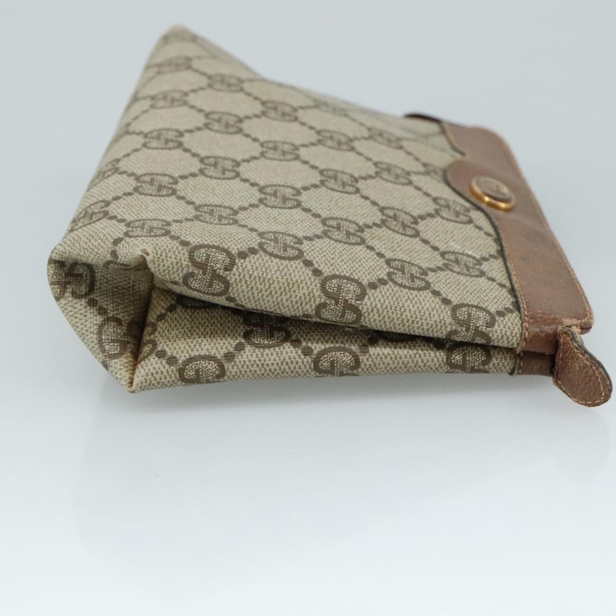 GUCCI GG Supreme Pouch PVC Leather Beige 64 01 020 Auth am7520